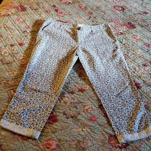 Cotton/linen lightweight summer capri pants floral